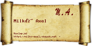 Milkó Axel névjegykártya